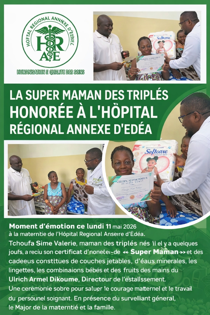 Naissance des triplés reussie par voie basse à l'hopital regional annexe d'Edea